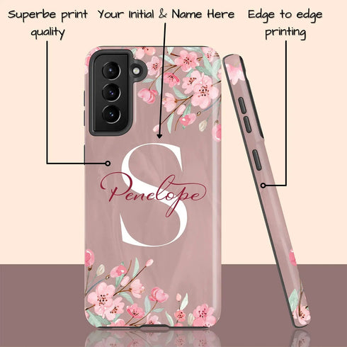 Cherry Blossom Monogram Personalized Galaxy Case