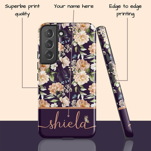 Blooming Flowers Custom Name Galaxy Case