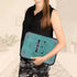 Floral Teal Monogram Custom Name Laptop Sleeve