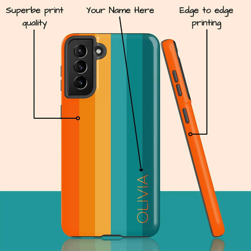 Orange & Teal Rainbow Custom Name Galaxy Case