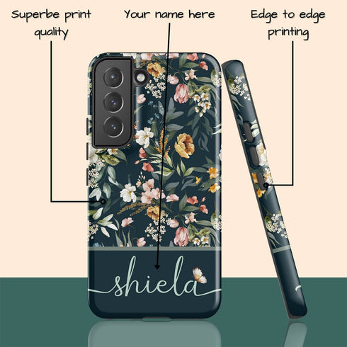 Elegant Flowers Custom Name Galaxy Case