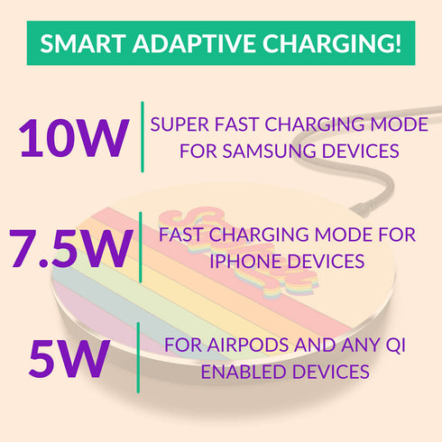 LGBTQ Pride Rainbow Custom Retro Name Wireless Charger Pad