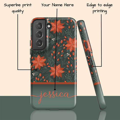 Christmas Flower Custom Name Galaxy Case