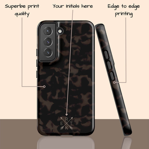 Dark Tortoiseshell Custom Crossed Arrows Initials Galaxy Case