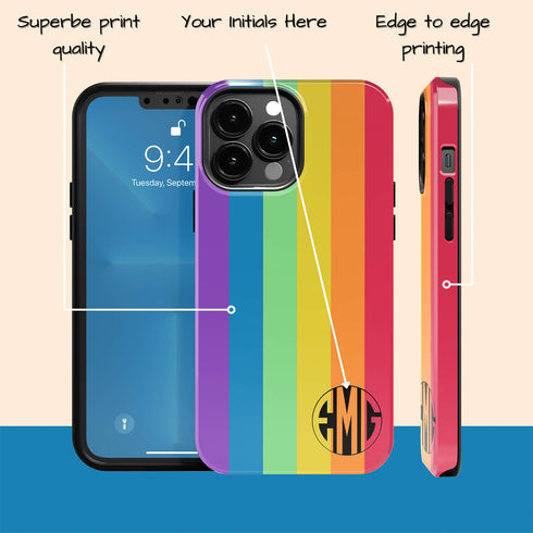 LGBTQ Pride Rainbow Custom Monogram iPhone Case
