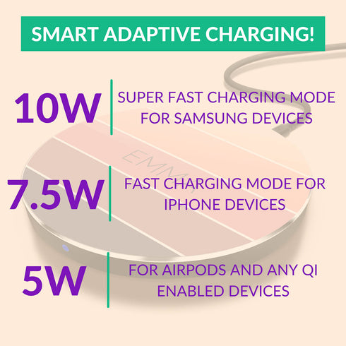 Ombre Stripes Custom Name Wireless Charger Pad