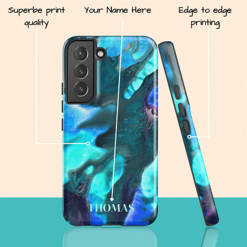 Turquoise Opal Marble Custom Name Galaxy Case