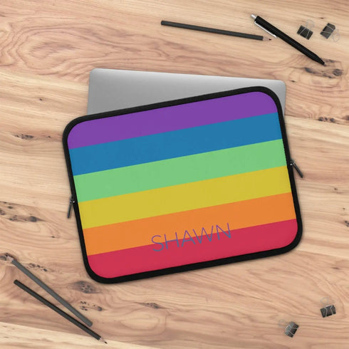 LGBTQ Rainbow Custom Name Laptop Sleeve