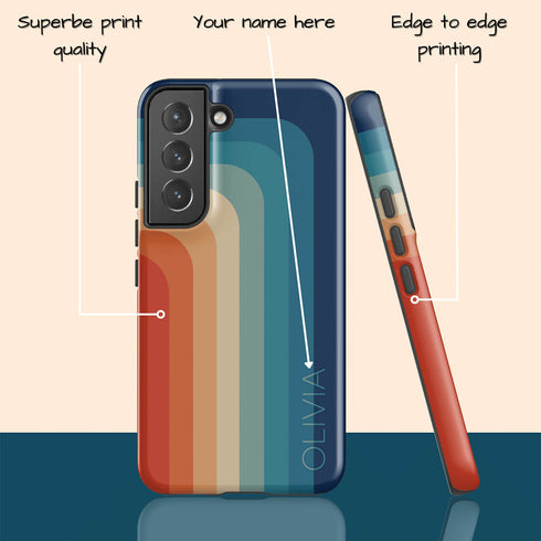 Retro Colors Rainbow Custom Name Galaxy Case