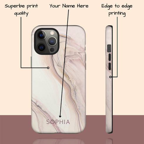 Nude Marble Custom Name iPhone Case