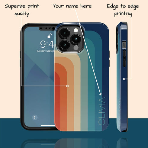 Retro Colors Rainbow Custom Name iPhone Case