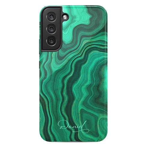 Malachite Marble Agate Custom Name Galaxy Case