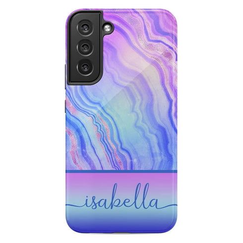 Neon Rainbow Agate Custom Name Galaxy Case