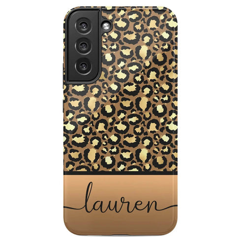 Golden Leopard Personalized Name Galaxy Case