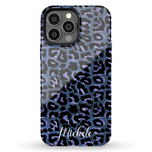 Metallic Leopard Personalized Name iPhone Case