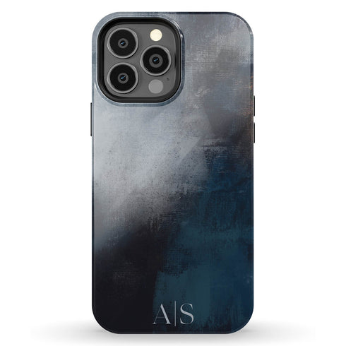 Dark Abstract Oil Paint Custom Initials iPhone Case