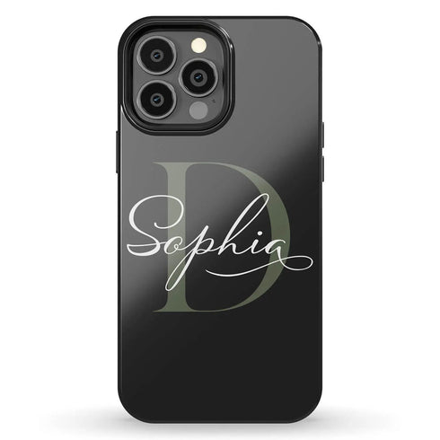 Monogram Personalized Solid Black iPhone Case
