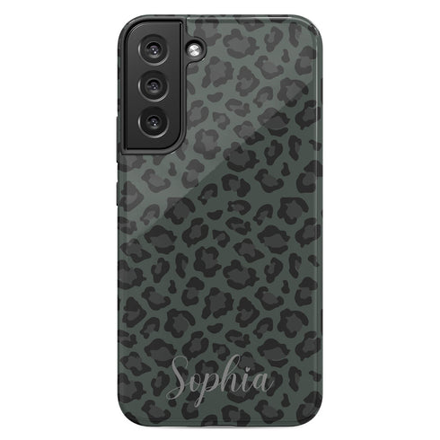 Dark Leopard Custom Name Galaxy Case