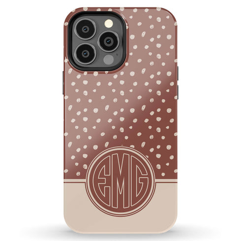 Spotted Dots Personalized Monogram iPhone Case