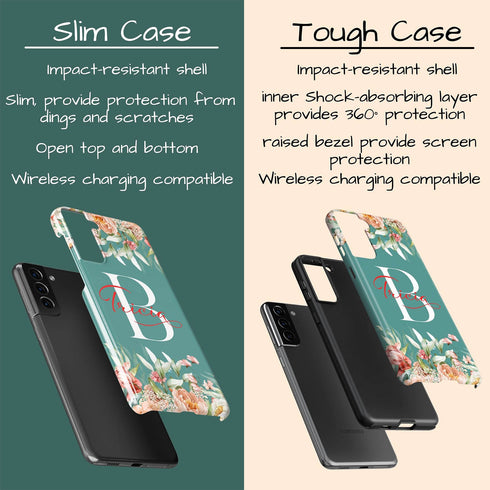 Blushing Flowers Monogram Custom Name Galaxy Case