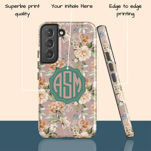 Watercolor Flowers Personalized Monogram Galaxy Case
