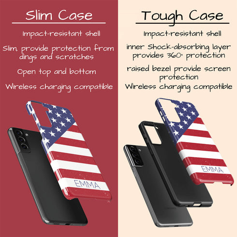 Diagonal American Flag Custom Name Galaxy Case
