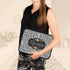 Grey Leopard & Roses Custom Name Laptop Sleeve