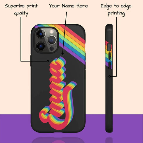 LGBTQ Pride Custom Dark Retro Name iPhone Case