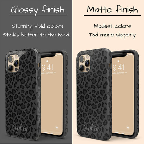 Dark Leopard Custom Name iPhone Case