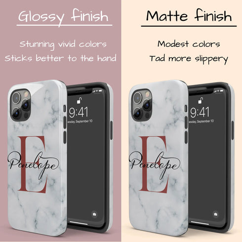 Monogram Personalized White Marble iPhone Case