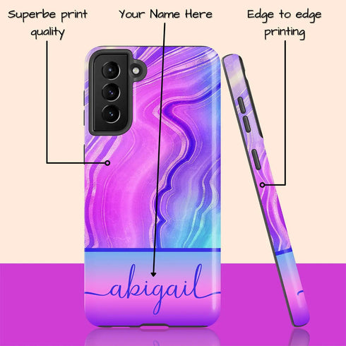 Neon Rainbow Agate Custom Name Galaxy Case