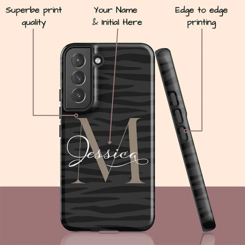 Monogram Personalized Dark Zebra Galaxy Case