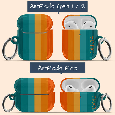 Orange & Teal Rainbow Custom Name AirPods Case