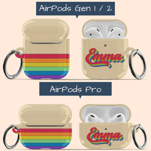 LGBTQ Pride Retro Custom Name AirPods Case