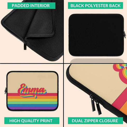 LGBTQ Retro Custom Rainbow Name Laptop Sleeve
