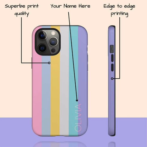 Pastel Rainbow Custom Name iPhone Case