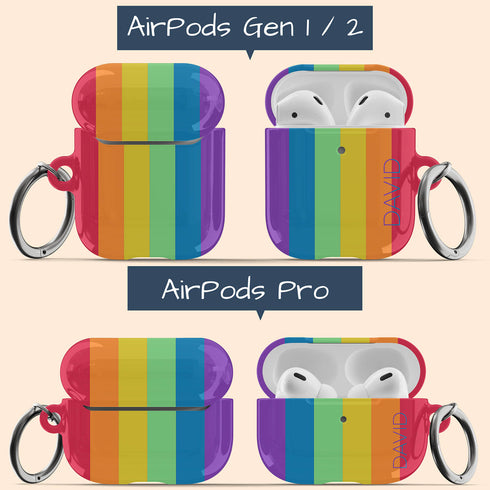 LGBTQ Pride Rainbow Custom Name AirPods Case