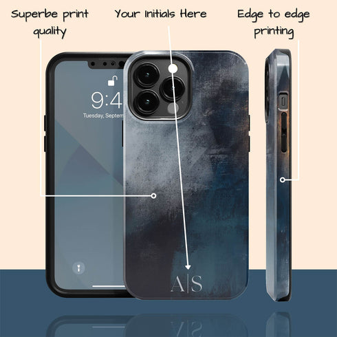 Dark Abstract Oil Paint Custom Initials iPhone Case