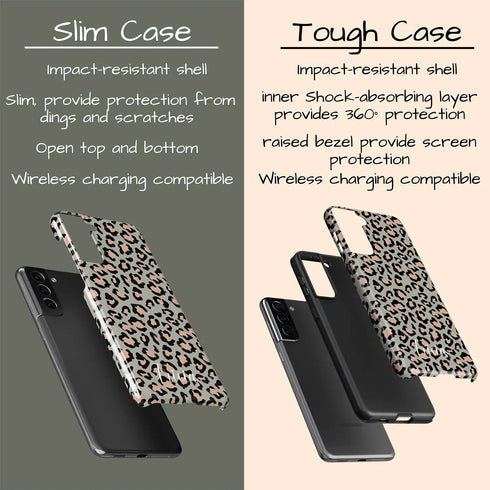 Custom Name Grey & Peach Leopard Galaxy Case