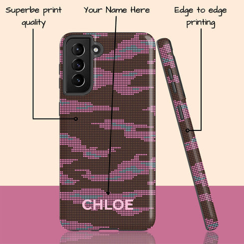 Digital Camo Custom Name Women's Galaxy Case