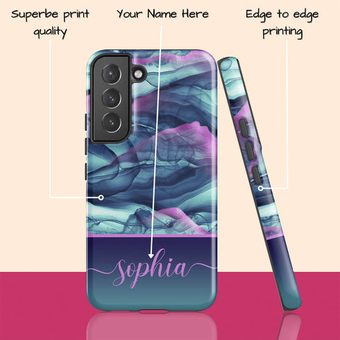 Alcohol Ink Patterns Custom Name Galaxy Case