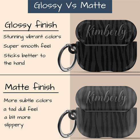 Dark Zebra Custom Name AirPods Case