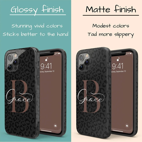 Monogram Personalized Dark Leopard iPhone Case