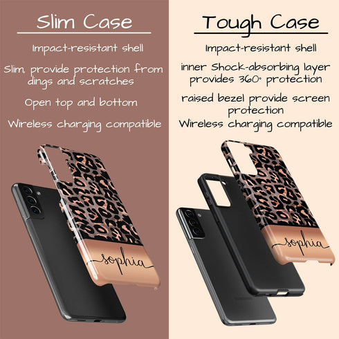 Wild Metallic Leopard Custom Name Galaxy Case - Grey