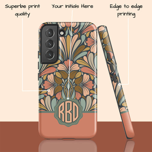 Boho Folk Art Floral Monogram Galaxy Case