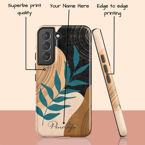 Abstract Flowers Custom Name Galaxy Case