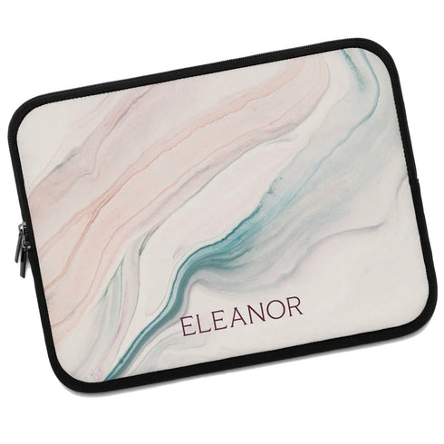 Nude Marble Custom Name Laptop Sleeve