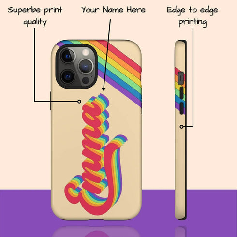 LGBTQ Pride Custom Light Retro Name iPhone Case