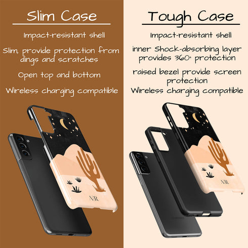 Cactus in Desert Night Landscape Custom Initials Galaxy Case