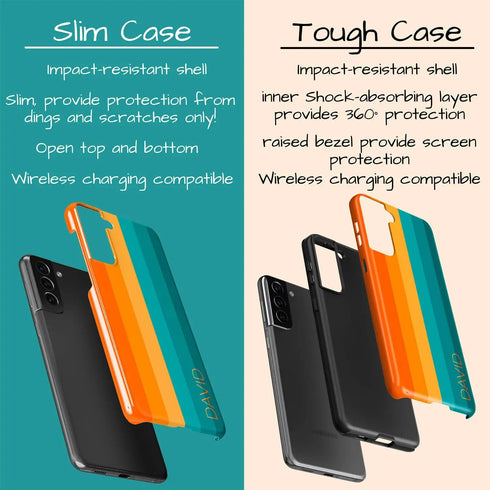 Orange & Teal Rainbow Custom Name Galaxy Case